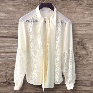 Elegant Cream Lace women  Shirt